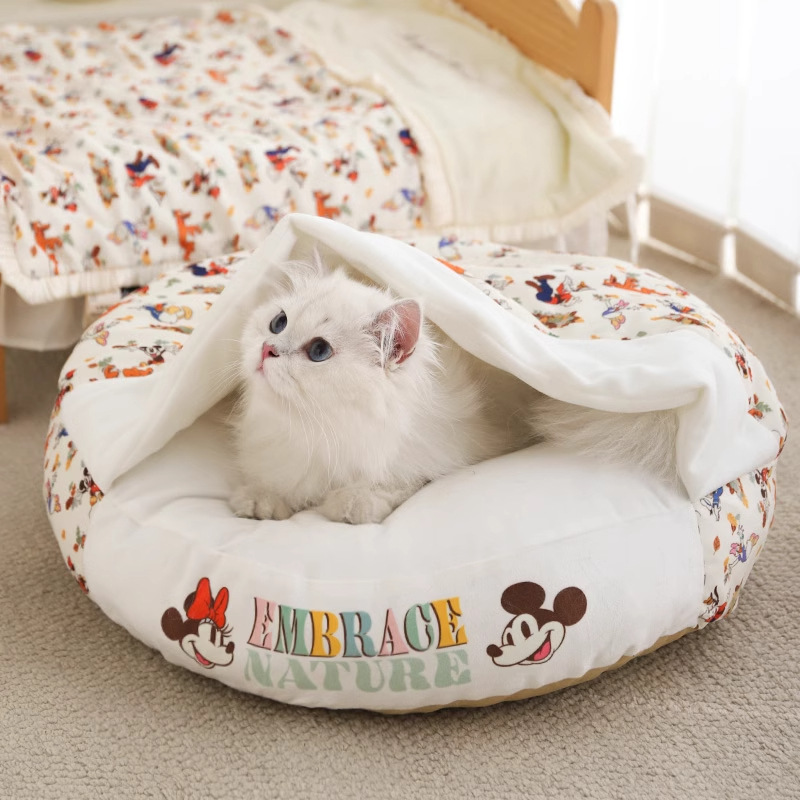 Disney serie Mickey gato nicho Mickey impresión completa bolsa de dormir cojín gatos cerrados mascotas perros nicho cuatro estaciones
