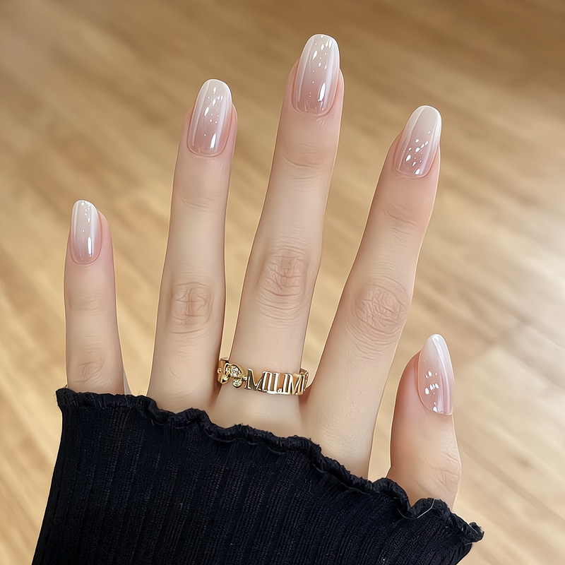 【Ling Luo Original】Purely desirable and gentle French-style sparkling clear glass beads cat-eye handmade wearable nail art wholesale 【Ling Luo Original】Purely desirable and gentle French-style sparkling clear glass beads cat-eye handmade wearable nail art wholesale
