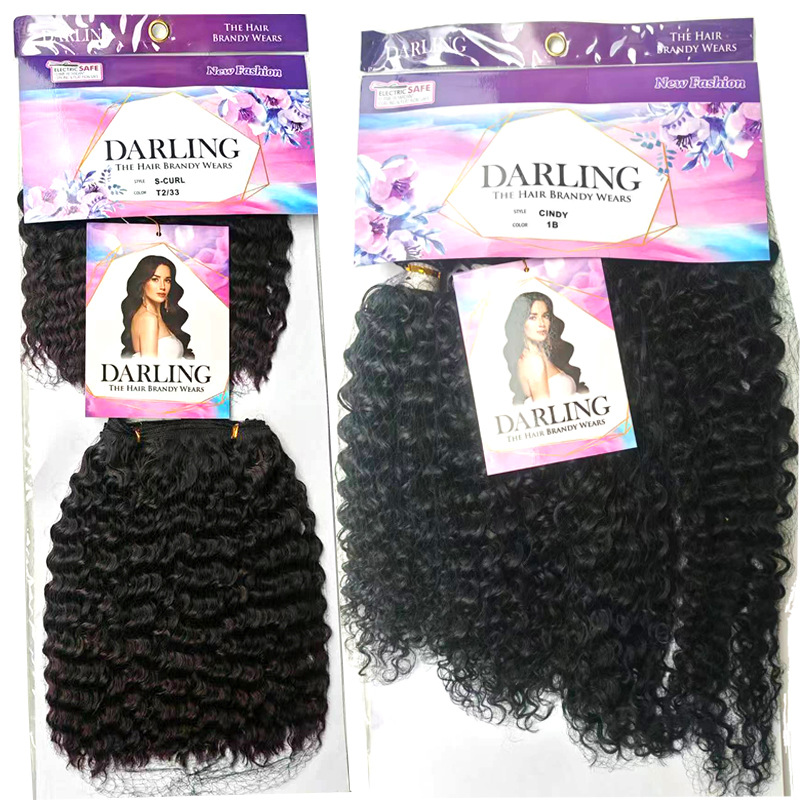 DARLING weavon rizado con peluca de mano de pelo Brazilian straight