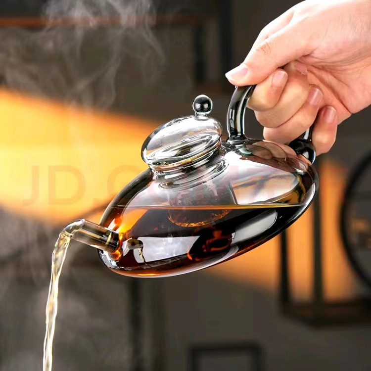 玻璃茶壶耐热玻璃茶具套装家用花茶壶耐高温过滤加厚鼠尾壶泡茶壶