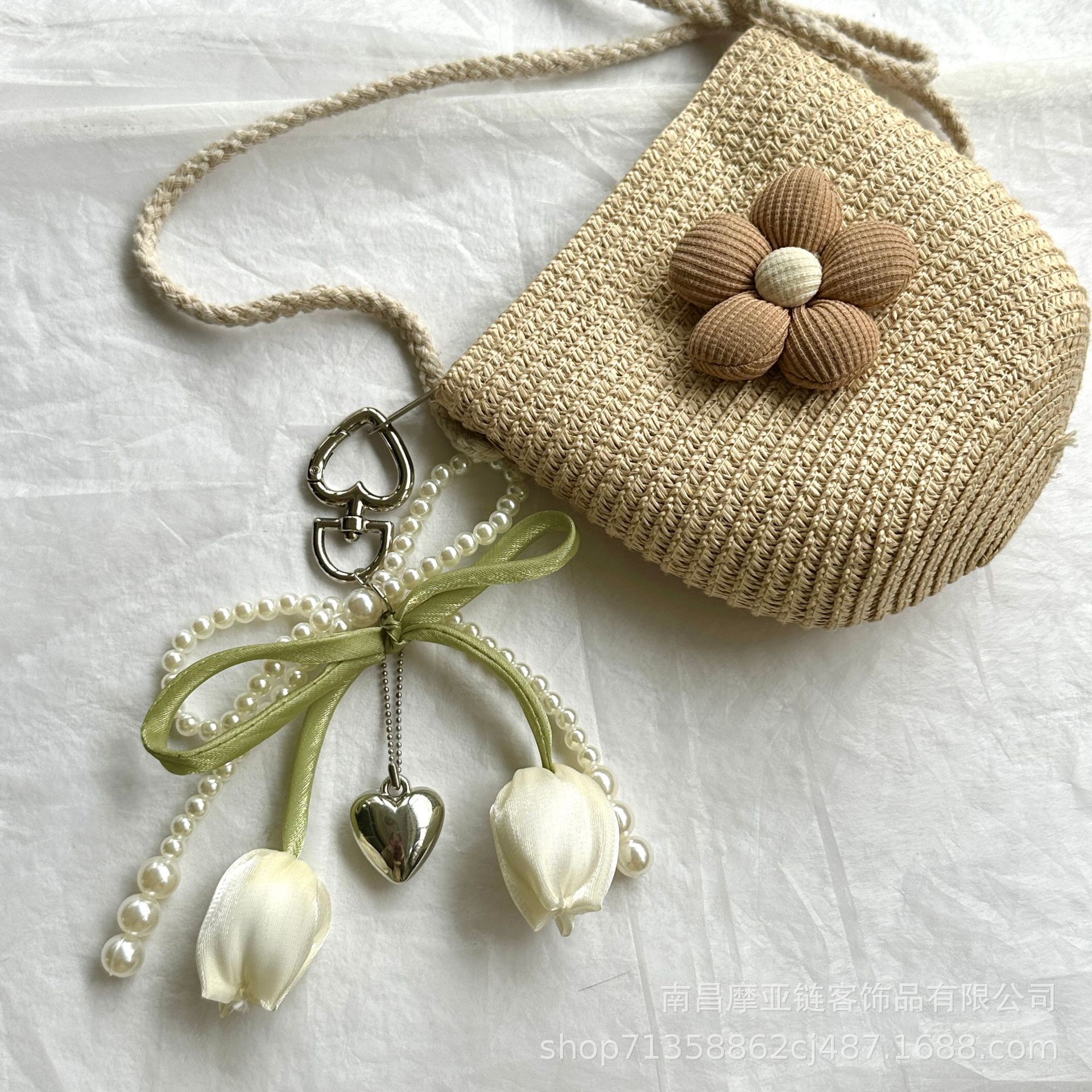 Bolsas de tulipanes retrógradas francesas colgantes arco de perlas para teléfonos móviles colgantes de nicho de diseño accesorios llaveros