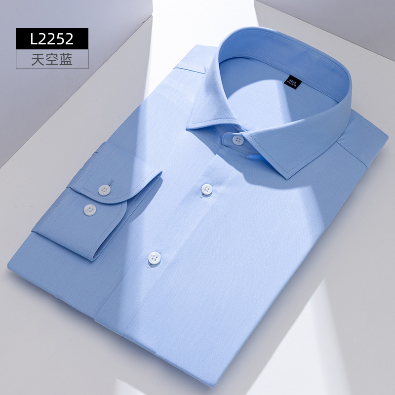 Camisa de Vestir para Hombre de Fibra de Bambú, Elástica, Sin Planchado, para Negocios
