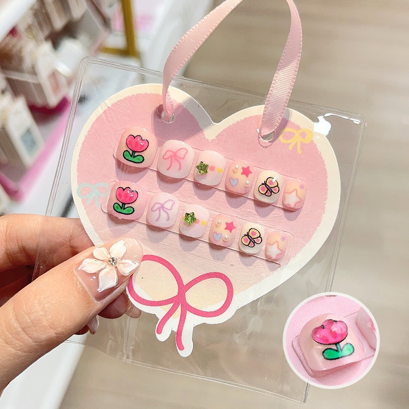Niños parches de uñas super lindas chicas lindas usan pegatinas de dibujos animados de uñas seguras desmontables parches de uñas al por mayor image 36