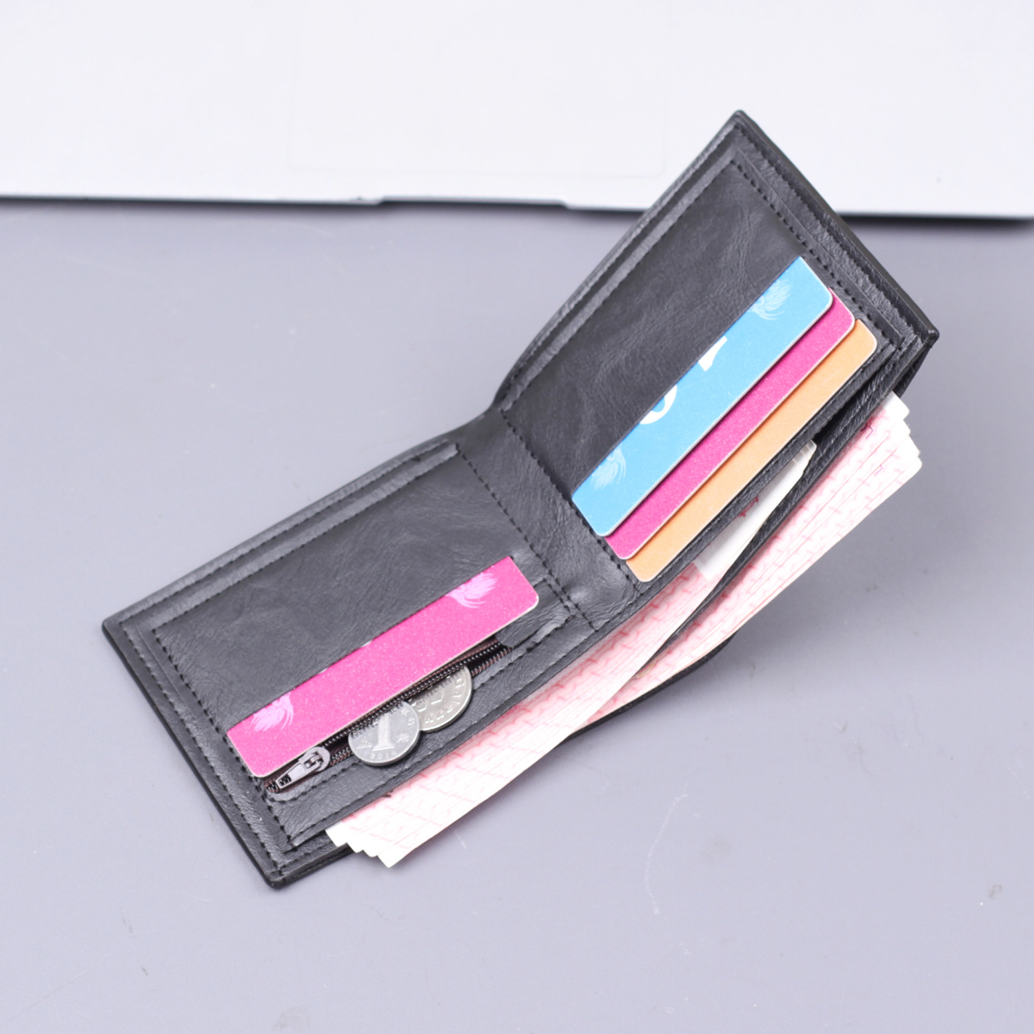 Cartera horizontal de hombre, cartera corta de hombre, cartera retro sin logotipo, fábrica de venta en caliente transfronteriza