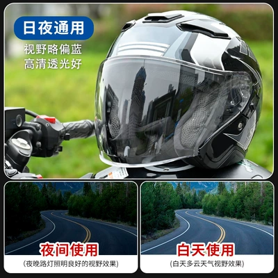 Compatible with Shoei J-Cruise 1St and 2Nd Generation J-Force4 Half Helmet Electroplated Lenses, Aurora Day and Night Universal Use (Dəbilqə (Kaska) aksesuarları) - transparent