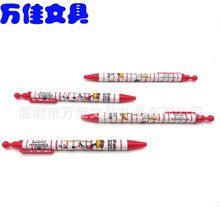 加工定塑料按动圆珠笔，满版印刷彩色图案热转印圆头签字笔订 制