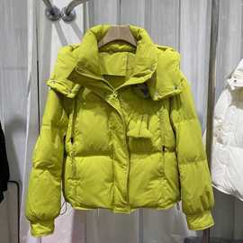 短款白鸭绒服冬季2025新款立体装饰可爱连帽糖果色面包服外套清仓