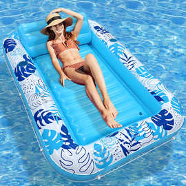 跨境新款日光浴美黑充气浮排夏季戏水运动加厚方形龟背叶水上浮床