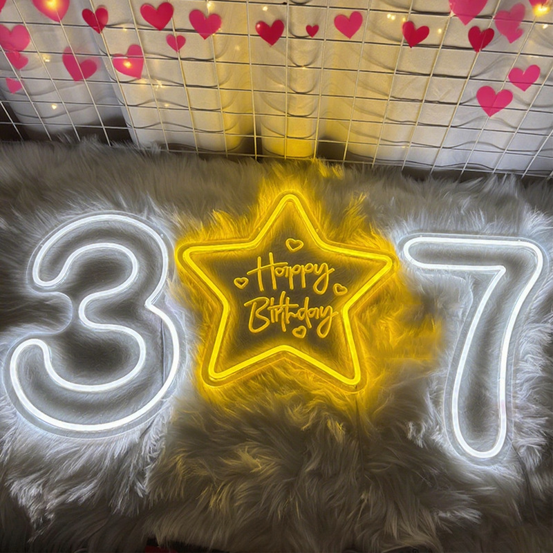 LED luminoso neón luz de modelado digital fiesta de cumpleaños decoración de lámparas de fiestas habitaciones pared LED atmósfera luz