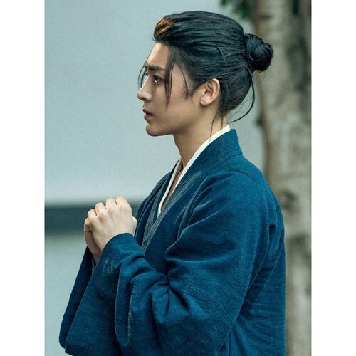 New Chinese-style men's Wudang Wangye-inspired Taoist robe jacket—men's cotton-linen cropped robe for Tai Chi practice and monastic attire