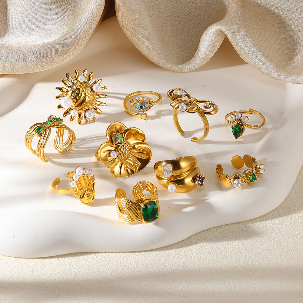 8g Weight 0.03µm-0.05µm Gold Plating Thickness PVD Coated Gold Plating Process 18K Real Gold Plated Plating Material Zircon Inlay Material Open Rings Classification 1 Piece Quantity Casual, Daily, Shopping Occasion 304 Stainless Steel Material Waves, Crown Pattern All Seasons Season Women's Gender Elegant, Classic Style, Affordable luxury style Style Waterproof Non Tarnish, Plating Craft PVD Coated Real Gold Plated 18K Gold Waves Crown 304 Stainless Steel Elegant Classic Style Affordable Luxury Style Waterproof Non Tarnish Open Rings 1