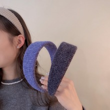 复古针织毛线宽边发箍女简约高颅顶压发洗脸发饰2024秋冬新款头箍