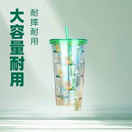 大容量塑料吸管喝水杯马卡龙色便携咖啡杯女生冷饮杯便携式吸管杯
