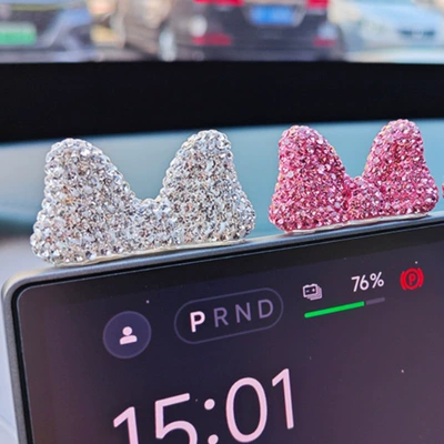 for Xiaomi Yu7Su7, Interesting – Car ornaments - diamond-bow-white-pink