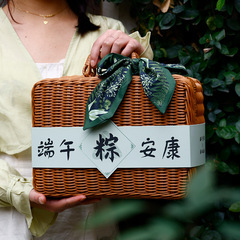 2024復古藤編端午伴手禮盒酒店商務禮品盒粽子包裝盒端午禮盒批發