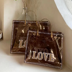 Gift Packaging Store Tote Bags Tax-Free Store Cosmetic Store Transparent Hand-Held Bags with Added Thickness Logo Customization