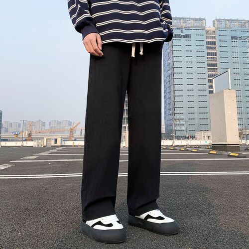 Thirteen Rows Slim Fit Men's Casual Pants Trendy Straight Leg Trousers Loose Matchable Long Pants Linen Sports