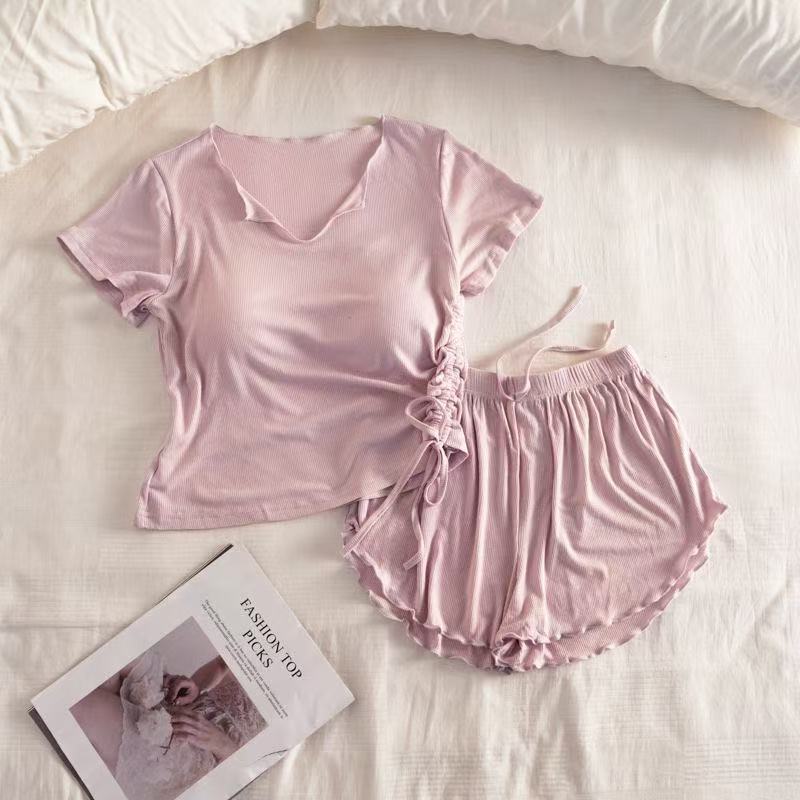 Ice Silk Thread Pajamas Women's Summer Short-sleeved Shorts Sweet Can-go-out Wear Instagram Style Home Clothes suit