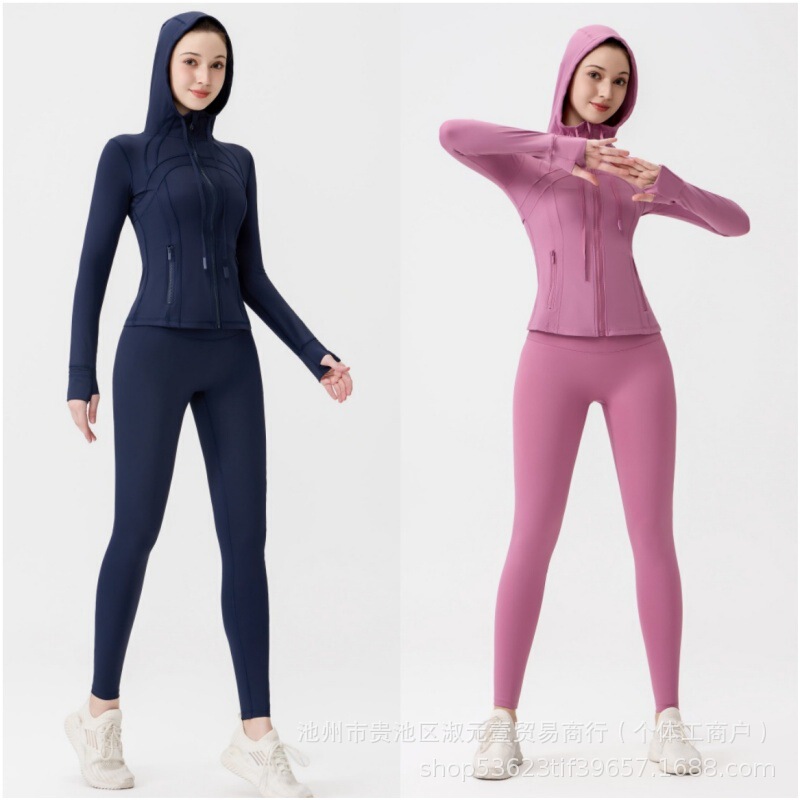 Lulu Original Label Define Hooded Yoga Wear Nine-Point Pants Tight Suit Jacket Women's Slim Slim Casual Jacket