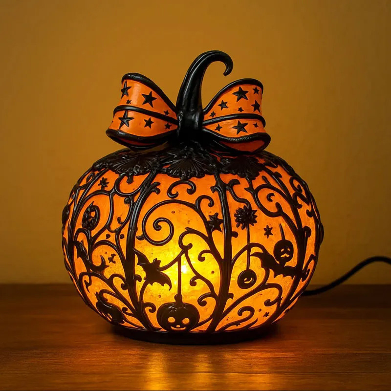 Cross-border Halloween pumpkin lantern resin craft ornament in Tiffany style Cross-border Halloween pumpkin lantern resin craft ornament in Tiffany style