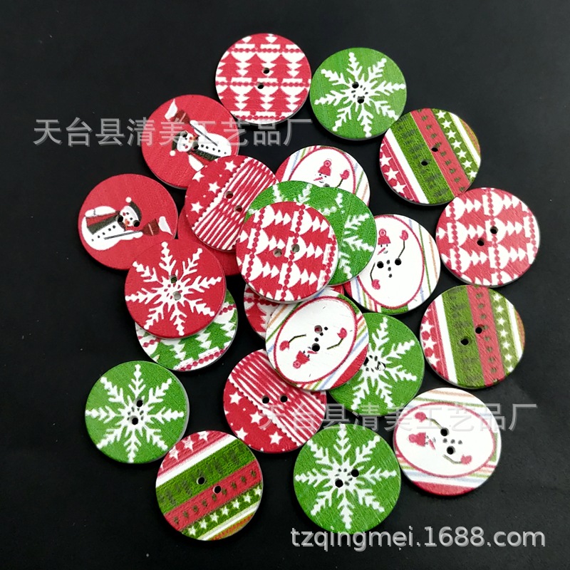1.5/2/2.5cm Botones redondos impresos de Navidad con fondo blanco 100 piezas de botones de madera impresos con fondo blanco