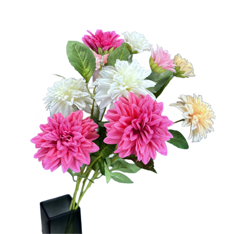 3-cabeza daliju flor artificial boda decoración del hogar sala de boda arreglo de flores accesorios dalihua flor falsa al por mayor
