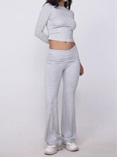 R 33450 Round Neck Flared Pants Set Բ�����ȿ���װ ����