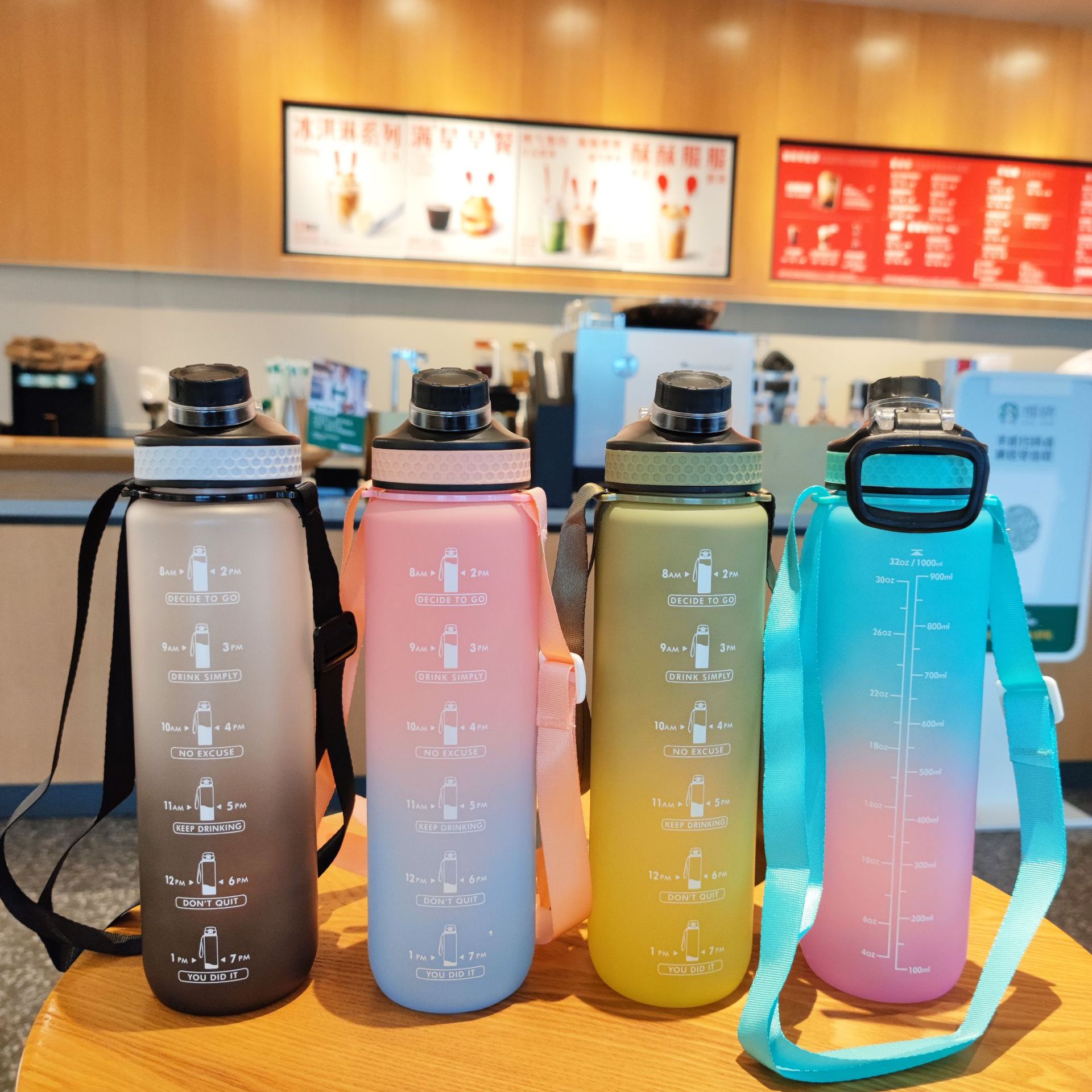 Taza espacial Taza de plástico para beber directa Correa para deportes al aire libre para estudiantes masculinos y femeninos Taza de agua portátil para adultos con fugas de té Amazon