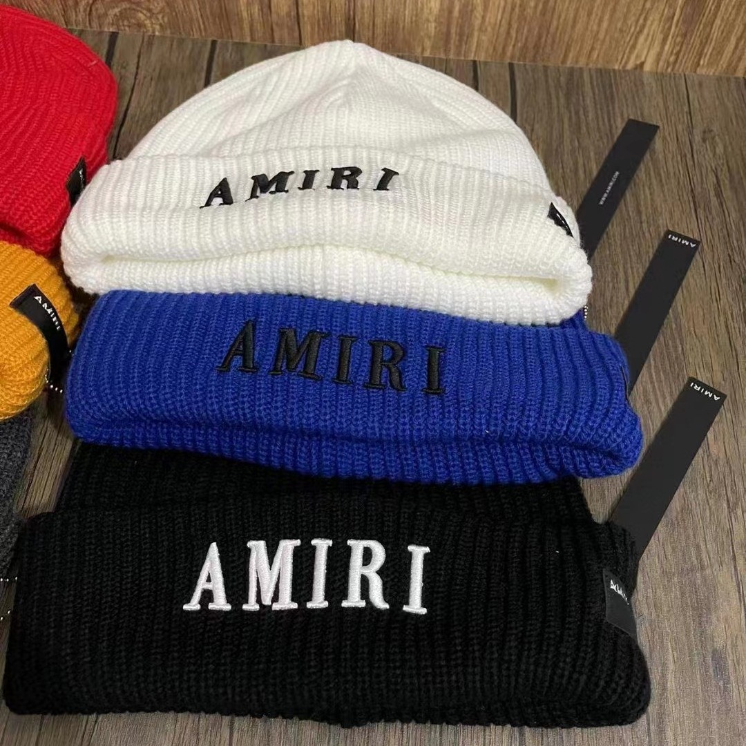 AMIRI 休闲风男女同款高质量针织刺绣字母毛线帽 情侣针织帽现货