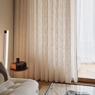 French Romantic Floating Dream Gauze Curtain 2025 New Light-Impermeable Cream Style Gauze Curtain Living Room Bay Window Balcony