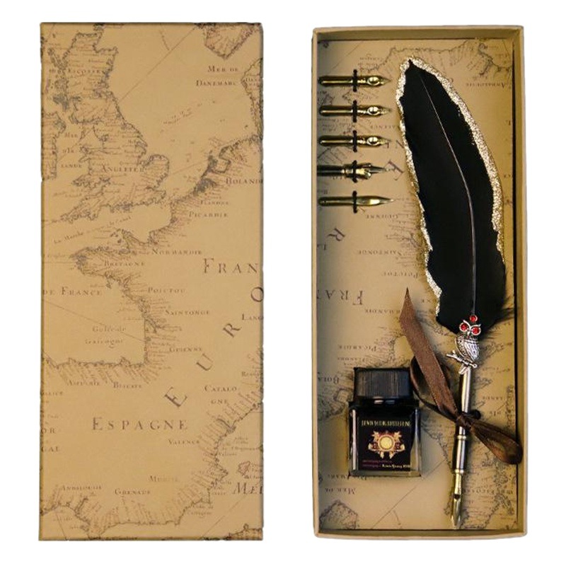 Dip Pen European-style retro gold sprinkling feather pen student British fountain pen birthday suit gift box wholesale