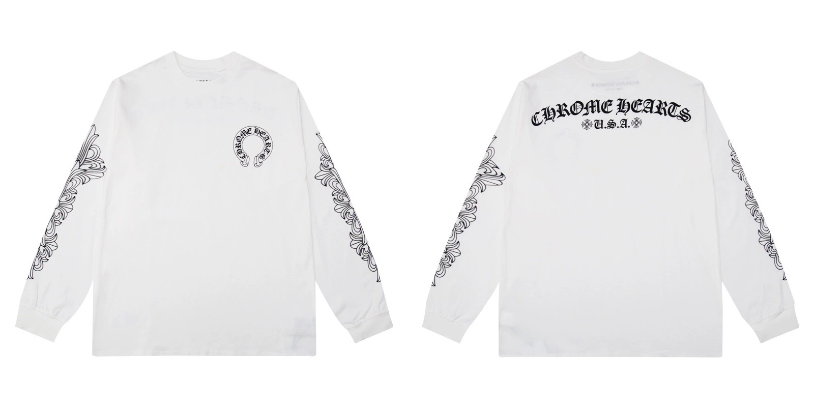 Торговля зарубежная стильная марка Chrome Heart Chrome Heart футболка с круглым вырезом из чистого хлопка дужной весна и осень с длинным рукавом фабричная продажа со склада