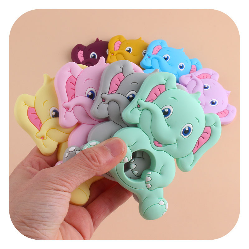 Creativo DIY bebé suministros nueva historieta de silicona elefante juguete teether dientes del bebé moler dientes Shaper