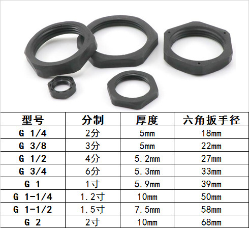 P616 nylon plastic nut, plastic hexagonal nut, hand-tightened pipe thread, plastic lock nut, fastening nut