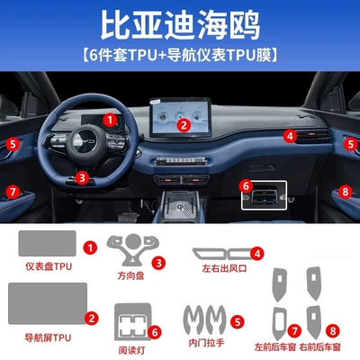 Byd Seagull Interior Protective Film: Car interior film - full-set-of-interior-film-8-piece-set
