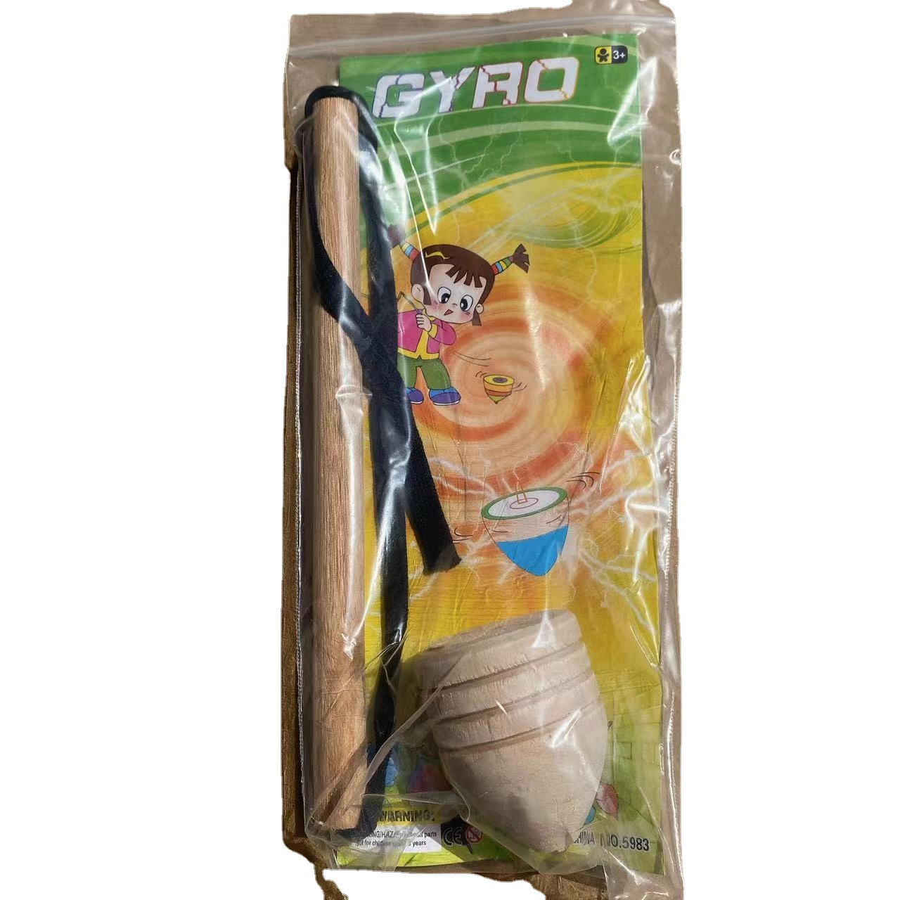 Gyro de madera fábrica al por mayor juguete nostálgico látigo Gyro juguete infantil puesto de venta al por mayor cantina escolar