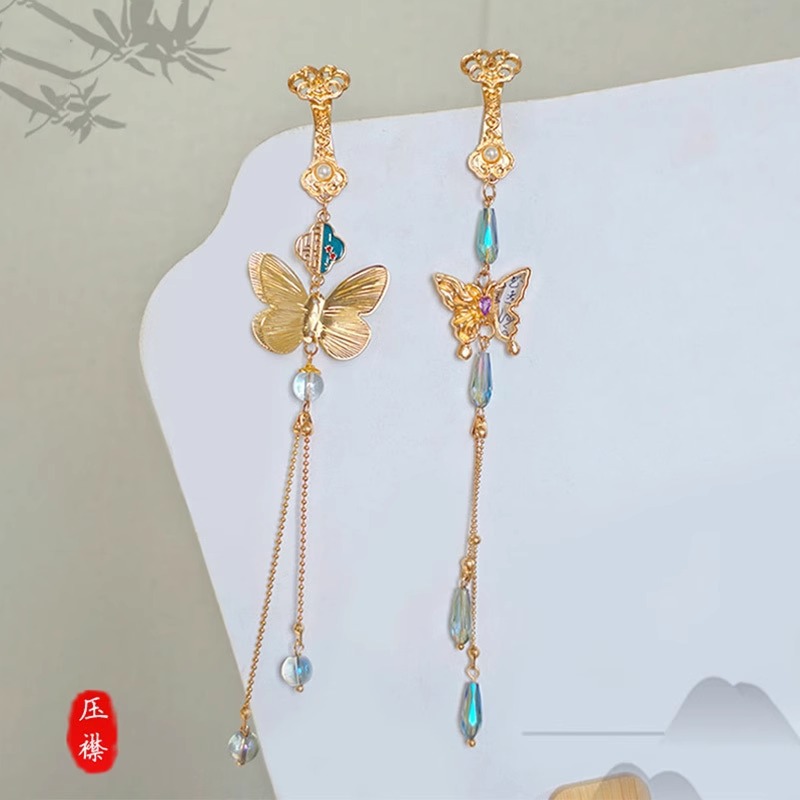 Ancient Style Cheongsam Lapel Pendant, New Chinese Style Retro Butterfly Tassel Pendant Brooch, Clothing Pendant, Retro Accessories