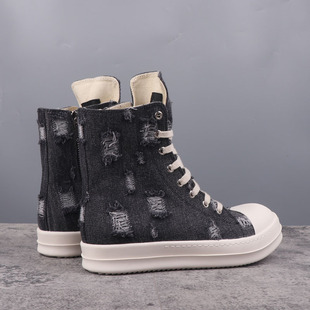 D121 same style shoes for men, trendy denim RO high-top canvas shoes, women's thick-soled heightening, men's heightening and versatile