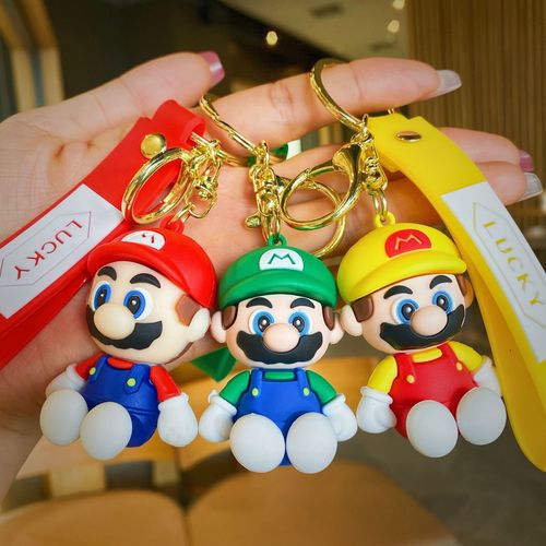 Cartoon sitting Super Mario keychain cute Mario doll pendant car key chain ring pendant wholesale