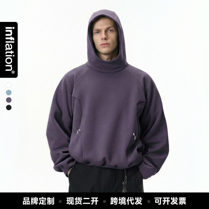 Jie Zhan Men's Clothing | Functional Deconstructed Fleece Sweatshirt 25 Winter New Arrivals Eggshell Fleece Hoodie Scimitar Sweatpants Set