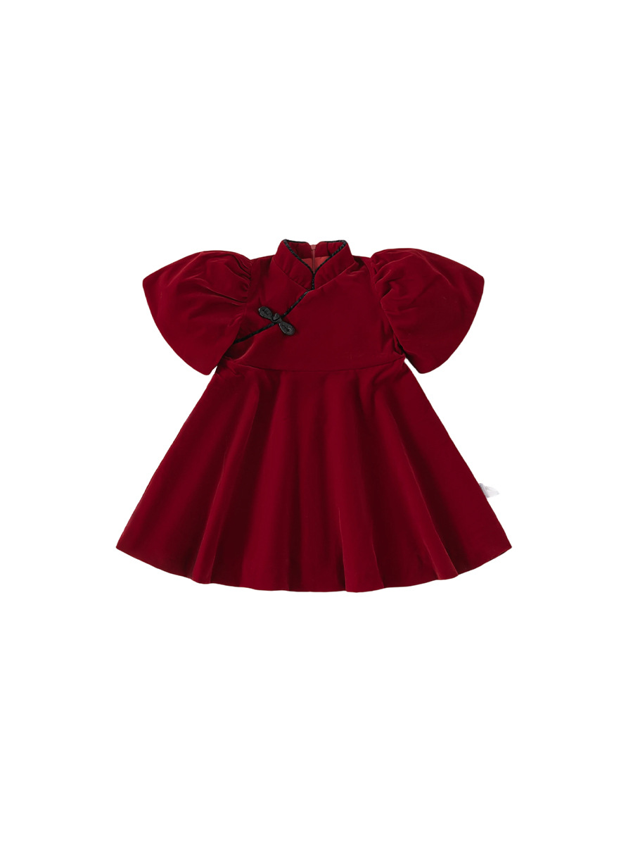 Vestido de Princesa con Mangas Abullonadas para Niñas, Ropa Infantil Bangxuan, Traje de Año Nuevo, Estilo Chino, Vestido Rojo para Niñas Pequeñas image 7