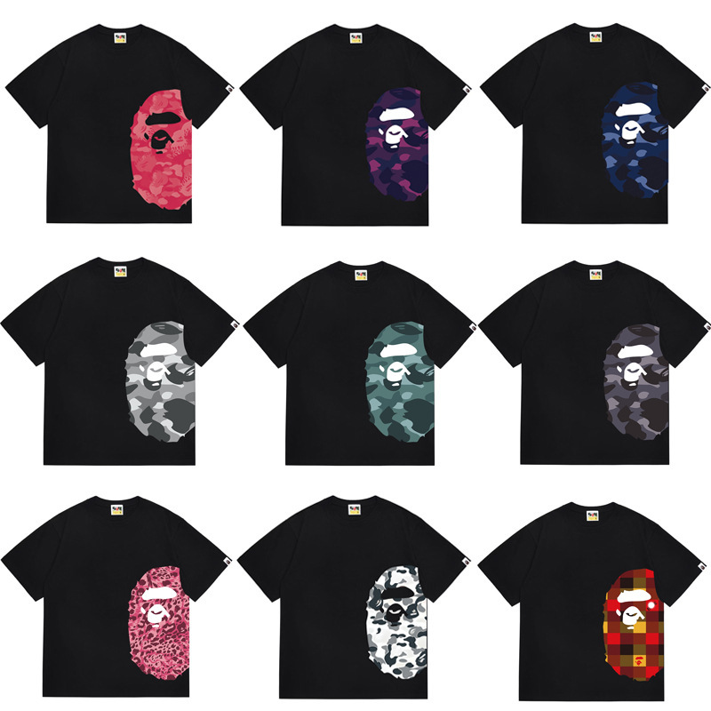 Cross-Border Trendy Brand Wholesale B Bape E Foreign Trade Amazon 280g Shark Head Short-Sleeve T-Shirt Unisex Printed Half-Sleeve Cross-Border Trendy Brand Wholesale B Bape E Foreign Trade Amazon 280g Shark Head Short-Sleeve T-Shirt Unisex Printed Half-Sleeve