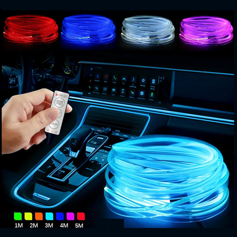 Lámpara de atmósfera del automóvil barra de luz LED luz fría USB luz de atmósfera sin cable inalámbrica correa de luz para automóviles