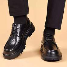新款厚底真软皮商务正装增高黑色休闲马丁男士大头鞋透气德比男鞋
