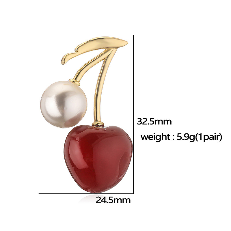 Copper Ear Needle Material 1 Pair Sweet Cherry Copper Ear Studs