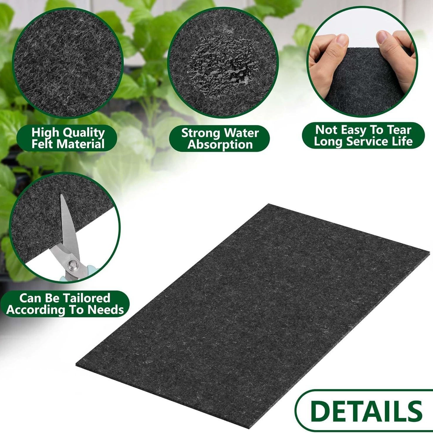 Цветочный коврик войлок можно самостоятельно обрезать DIY растения автоматическая система полива черный капиллярный коврик