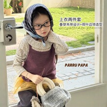 ��С��PAPA��ϵ25����Ůͯ������֯������Ҷ�ߴ������������װ