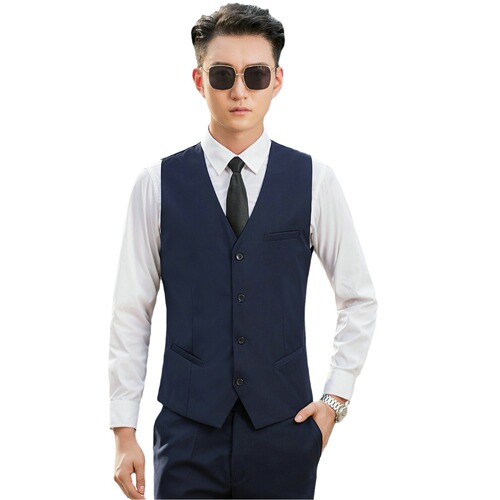 Spring and Autumn New Arrival Korean-Style Men's Slim-Fit Vest Suit Waistcoat Workwear Best Man Professional Attire Vest Jacket