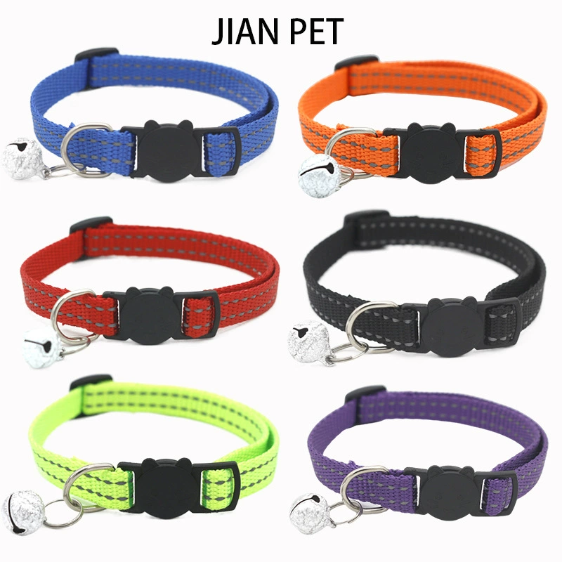 Светоотражающий ошейник-колокольчик Кошачий ошейник Трансграничные взрывы Ошейник для домашних животных Защитная Пряжка для головы кошки Светоотражающий Шелковый ошейник для собак