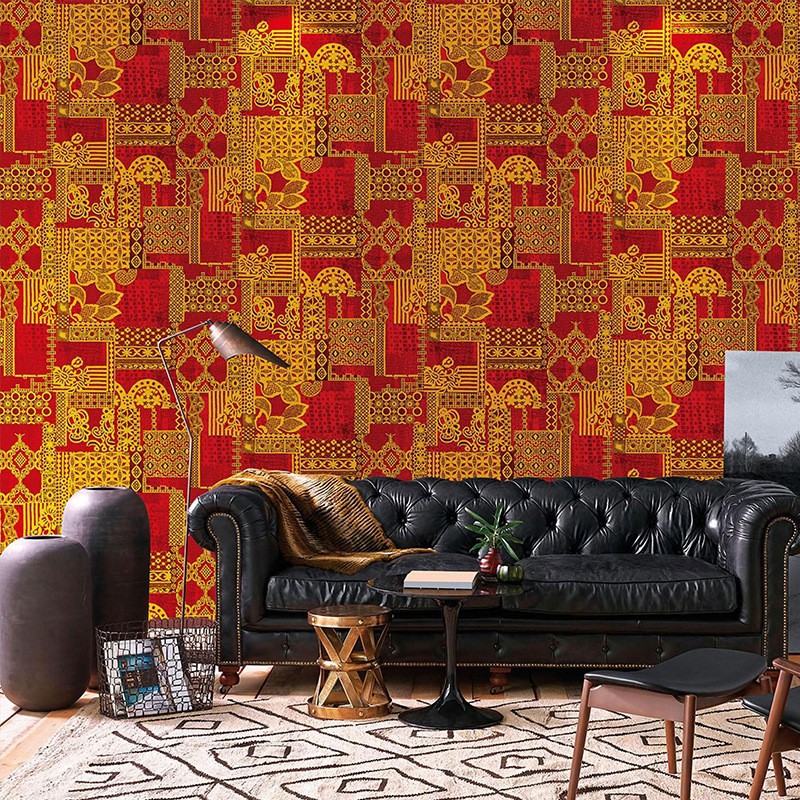 古典民族特色风情墙纸卧室客厅餐厅饭店墙面装饰壁纸宫廷风背景墙